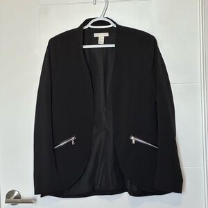 H&M Black Blazer with Zipper Accents